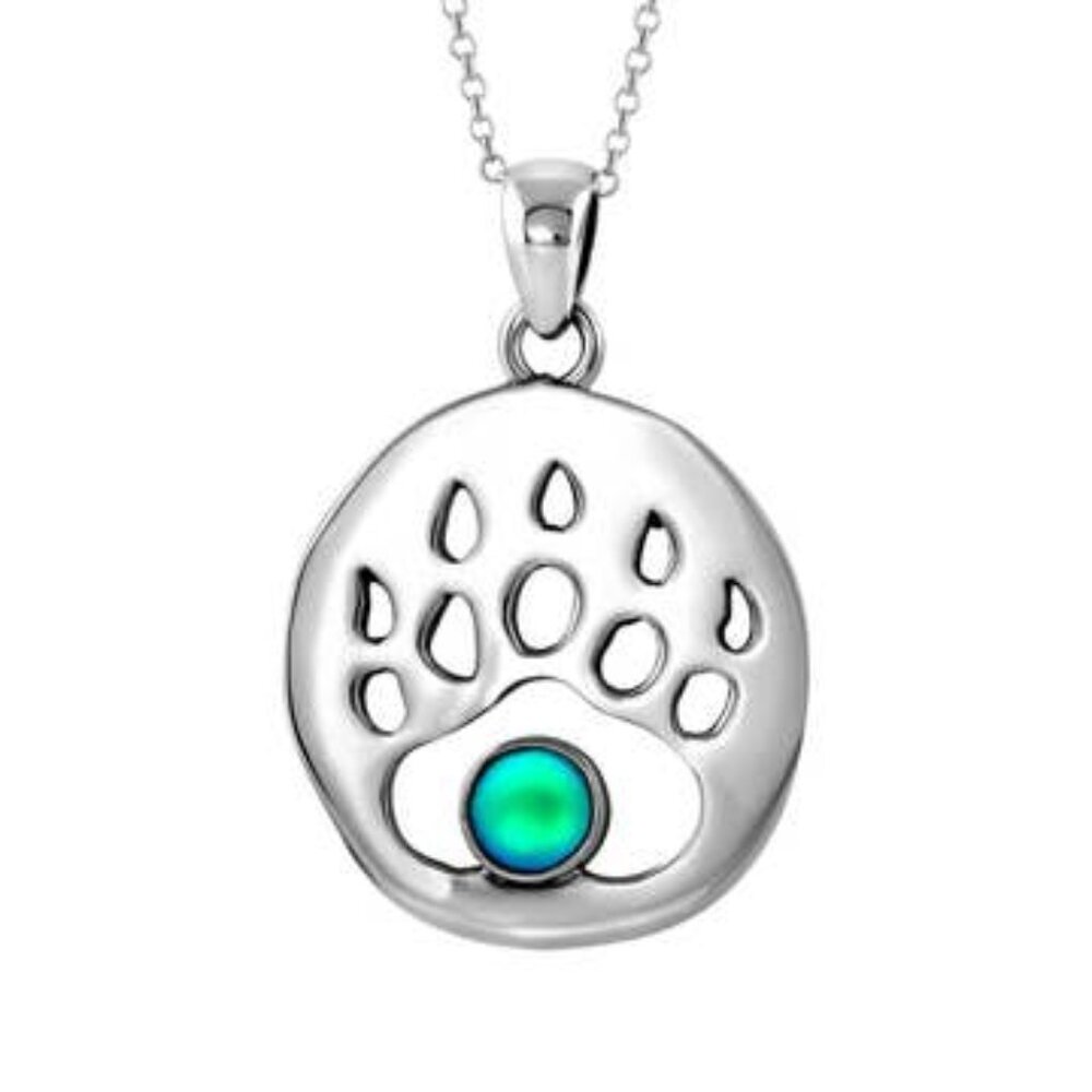 Bear Paw Pendant Sterling Silver Crystal Jewelry Necklace